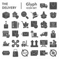 Delivery glyph icon set, shipping symbols collection, vector sketches, logo illustrations, logistics signs solid Royalty Free Stock Photo