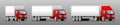 Delivery of goods and goods by different trucks, cargo. Vector set. Cartoon trucks of different sizes, side view. Template for Royalty Free Stock Photo