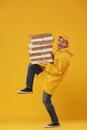 Delivery Guy Balancing Pizza Boxes Royalty Free Stock Photo