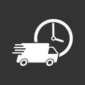 Delivery 24h truck with clock vector illustration. 24 hours fast delivery service shipping icon. Royalty Free Stock Photo