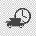 Delivery 24h truck with clock vector illustration. 24 hours fast Royalty Free Stock Photo