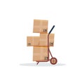 Delivery hand cart with boxes. Shipping service Logistics, storage service concept. Isolated icon vector illustration design