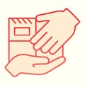 Delivery hands to hands line icon. Personall delivery, parcel holding on hand. Postal service vector design concept