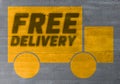 Delivery icon on cement concept background