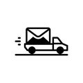 Black solid icon for Delivery, message and envelope Royalty Free Stock Photo