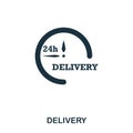 Delivery 24 icon. Mobile apps, printing and more usage. Simple element sing. Monochrome Delivery icon illustration.