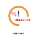 Delivery 24 icon. Mobile apps, printing and more usage. Simple element sing. Monochrome Delivery icon illustration.