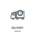 delivery icon vector from logistics collection. Thin line delivery outline icon vector illustration. Linear symbol for use on web Royalty Free Stock Photo