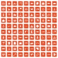 100 delivery icons set grunge orange Royalty Free Stock Photo