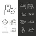 Delivery icons set parcel tracking shipping, world trade logistics line style Royalty Free Stock Photo