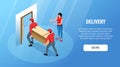 Delivery Isometric Banner Royalty Free Stock Photo