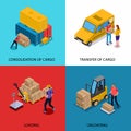 Delivery Isometric 2x2 Design Concept Royalty Free Stock Photo