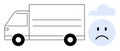 Delivery Vehicle and Sad Face with Cloud Delayed or Problematic Transportation Royalty Free Stock Photo