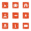 Delivery of jewellery icons set, grunge style Royalty Free Stock Photo