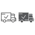 Delivery line and glyph icon, shipping and service, truck sign, vector graphics, a linear pattern on a white background. Royalty Free Stock Photo