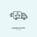 Delivery line icon, fast dry cleaning courier logo. Transportation flat sign, illustration for shipping business