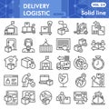 Delivery line icon set, logistic symbols set collection or vector sketches. Transportation signs set for computer web Royalty Free Stock Photo