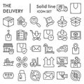 Delivery line icon set, shipping symbols collection, vector sketches, logo illustrations, logistics signs linear Royalty Free Stock Photo