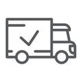 Delivery line icon, shipping and service, truck sign, vector graphics, a linear pattern on a white background. Royalty Free Stock Photo