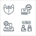 Delivery line icons. linear set. quality vector line set such as distance, delivery time, hours