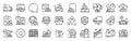 Delivery line icons. Return package, logistic service and delivery date set. App line icons. Vector