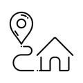Delivery location icon vector. Road path like thin line map geolocation
