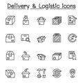 Delivery and Logistic icon set in thin line style Royalty Free Stock Photo