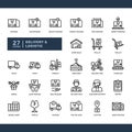 Delivery and logistic package commerce shipping detailed outline icon set. simple vector illustration Royalty Free Stock Photo