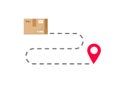 Delivery logistic route path icon vector of order parcel or parcel box shipment tracking distance location destination graphic