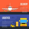 Delivery and logistics banner set Royalty Free Stock Photo