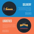 Delivery and logistics banner set with cargo ship Royalty Free Stock Photo