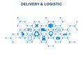 Delivery and Logistics concept. Express Delivery. Web icon set. Logistic, service, shipping, distribution, transport