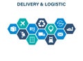 Delivery and Logistics concept. Express Delivery. Web icon set. Logistic, service, shipping, distribution, transport