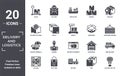 delivery.and.logistics icon set. include creative elements as scale, localize, unpacking, delivery by website, duty free, logistic