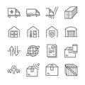 Delivery and logistics line icon set 3