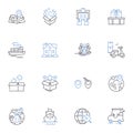 Delivery logistics line icons collection. Fulfillment, Dispatch, Transportation, Routing, Shipment, Distribution