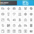Delivery and logistics line icons set, outline vector symbol collection, linear style pictogram pack. Signs, logo illustration