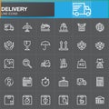 Delivery and logistics line icons set, outline vector symbol collection