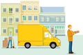 Delivery, delivery logistics, parcel messengers. Suppliers - illustration Royalty Free Stock Photo