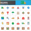 Delivery, logistics vector icons set, modern solid symbol collection