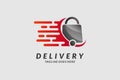 delivery logo design, bag wheal fast tail, cargo shipping drop ship vector graphic logo design illustration