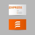 Delivery Logo. Express logo. Mail, parcels. Logistic emblem. Original Orange letters E.