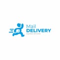 Delivery logo template, Deliveryman holding package icon.