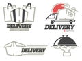 Delivery logo templates set for post mail, food or onlne shop express delivery service. Royalty Free Stock Photo