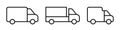 Delivery lorry. Shipping van icons set. Courier transport. Outline lorry icons set. Delivery symbol in line Royalty Free Stock Photo