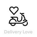 Delivery Love Bike icon. Editable line vector.