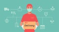 Delivery man holding a box in his hands during the prevention of Covid-19 Royalty Free Stock Photo