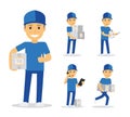Delivery man in blue uniform Royalty Free Stock Photo