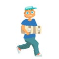 Delivery man in blue uniform. Vector Royalty Free Stock Photo