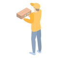 Delivery man box icon, isometric style Royalty Free Stock Photo